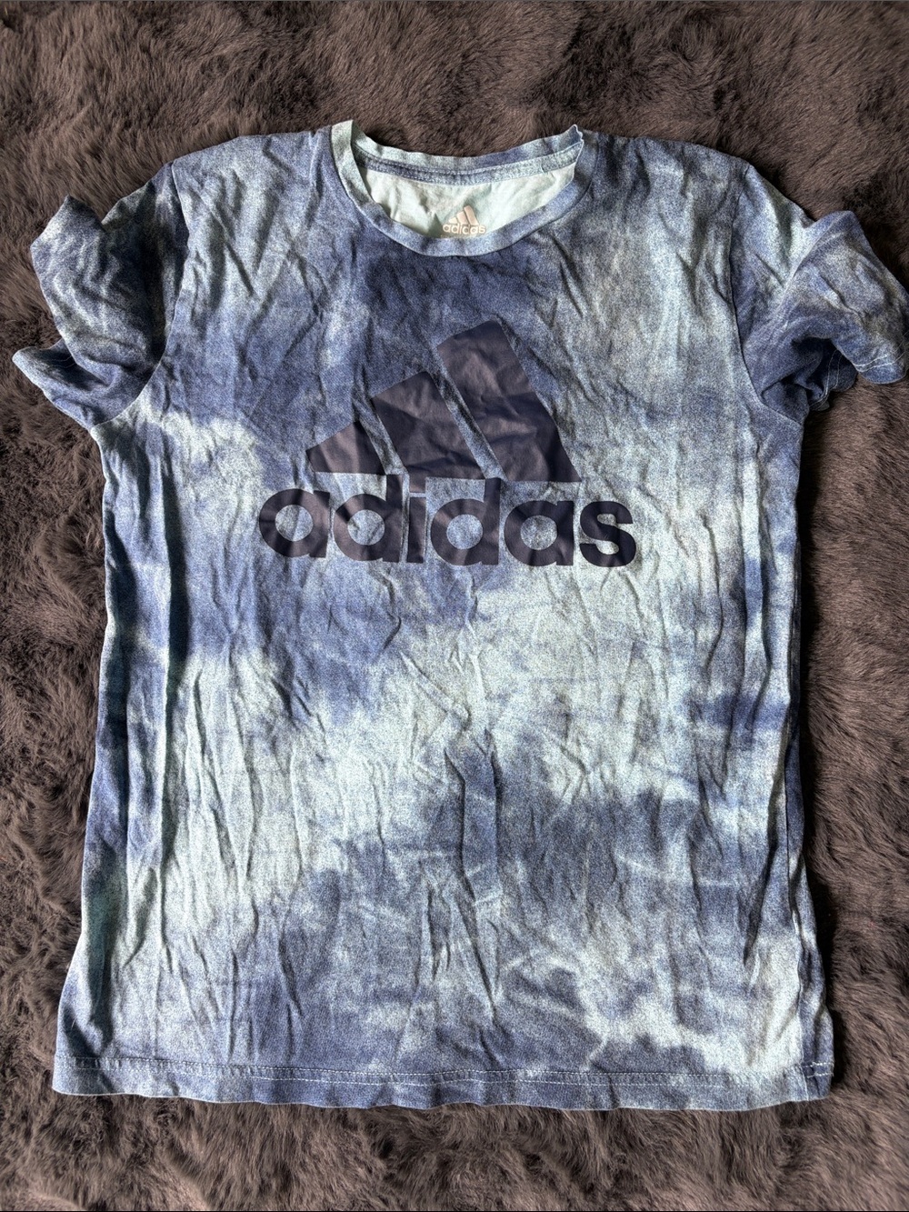 adidas Kids Navy and Light Blue Tie-Dye Logo Tee